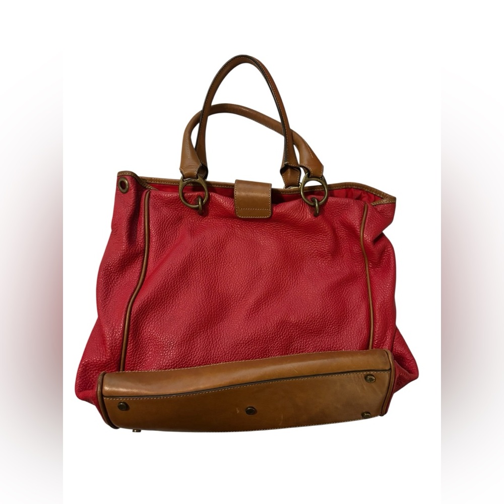 Prix De Dressage | red leather tote bag purse comes with dust bag and strap - Picture 4 of 5